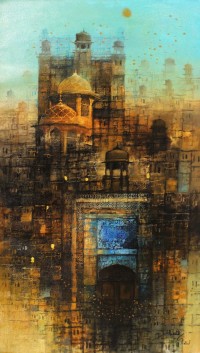 A. Q. Arif, 42 x 24 Inch, Oil on Canvas, Citysscape Painting, AC-AQ-360